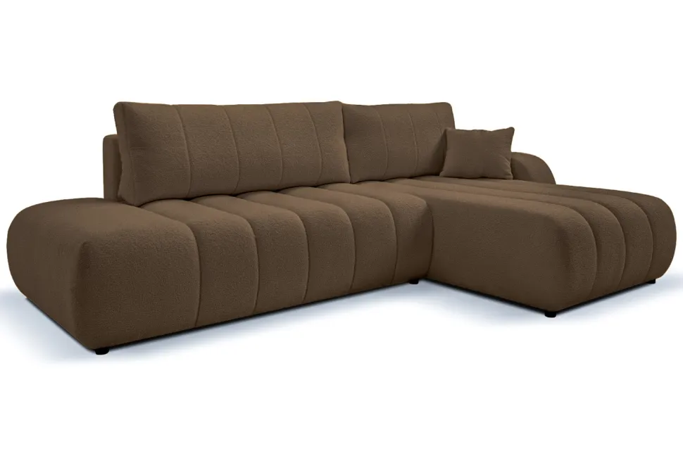 Narożnik Hobro z funkcją spania prawy brązowy Lambi 4