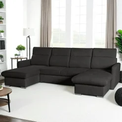 Narożnik Limi U z funkcją spania antracyt Sicuro 80