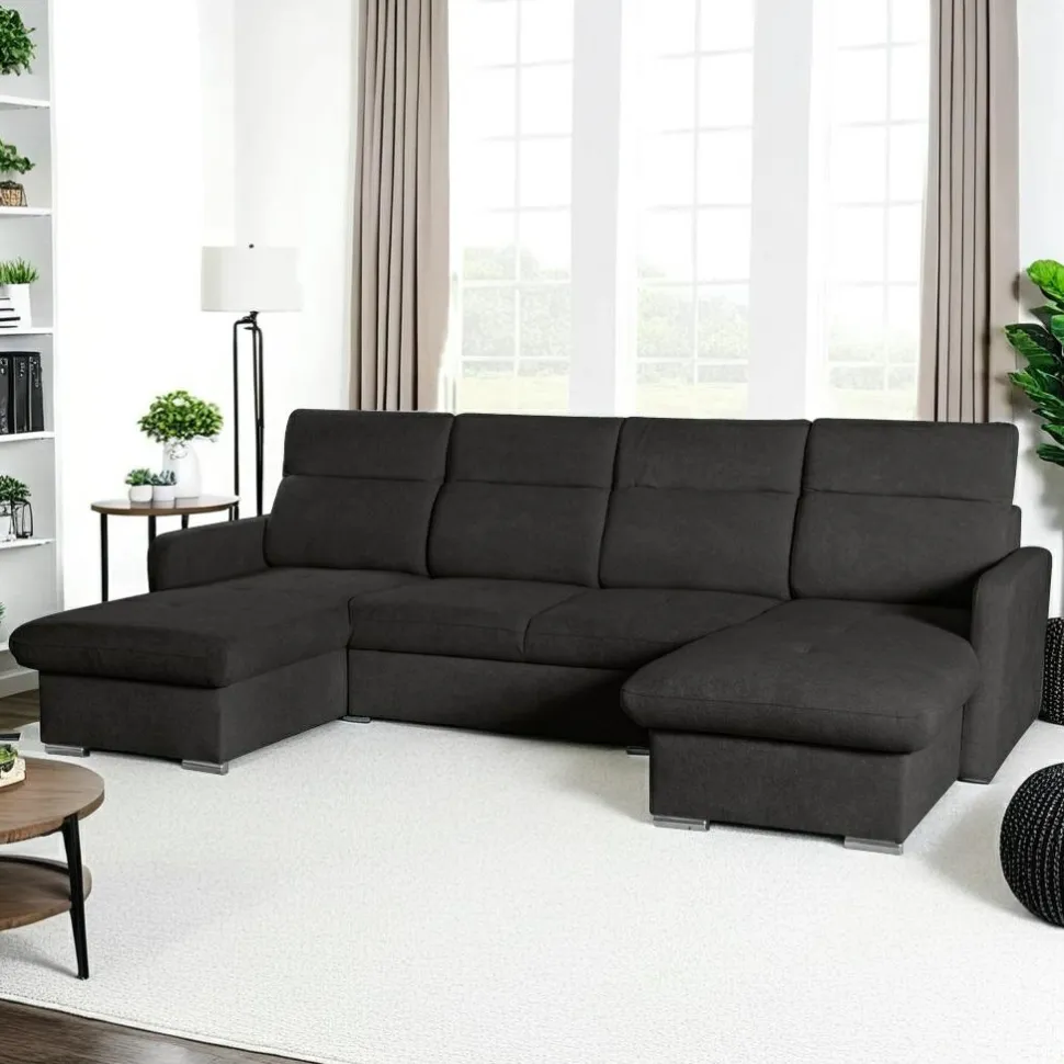 Narożnik Limi U z funkcją spania antracyt Sicuro 80