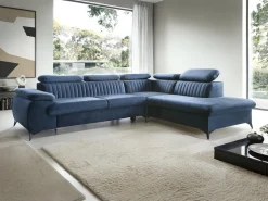 Narożnik Lund L lewy granatowy Monolith   77