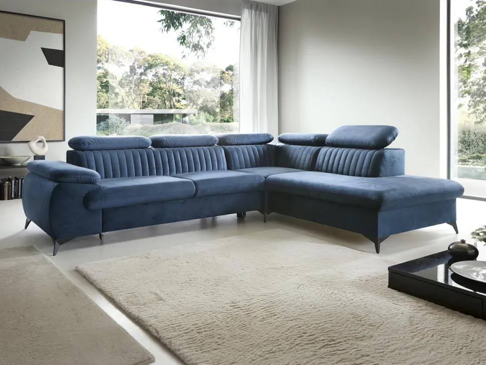 Narożnik Lund L prawy granatowy Monolith 77