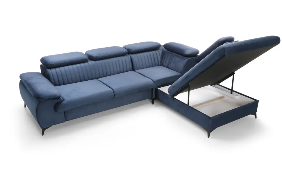 Narożnik Lund L prawy granatowy Monolith 77