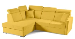 Narożnik Mils XL lewostronny z funkcją    spania musztardowy tkanina Soro 40