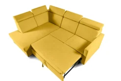 Narożnik Mils XL lewostronny z funkcją spania musztardowy tkanina Soro 40