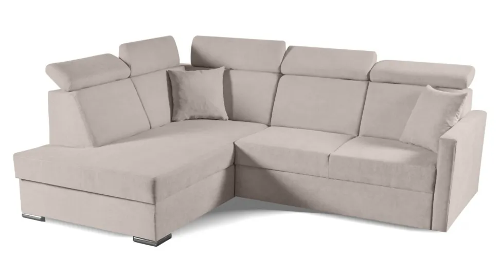 Narożnik Mils XL lewostronny z funkcją spania beżowy tkanina Soro 23