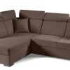 Narożnik Mils XL lewostronny z funkcją    spania brązowy tkanina Soro 28