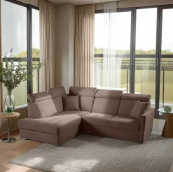 Narożnik Mils XL lewostronny z funkcją    spania brązowy tkanina Soro 28