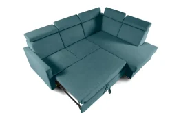 Narożnik Mils XL prawostronny z funkcją spania morski tkanina Soro 86