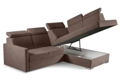 Narożnik Mils XL prawostronny z funkcją spania brązowy tkanina Soro 28