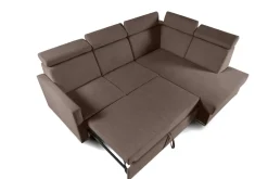 Narożnik Mils XL prawostronny z funkcją spania brązowy tkanina Soro 28