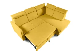 Narożnik Mils XL prawostronny z funkcją spania musztardowy tkanina Soro 40