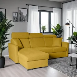 Narożnik Mils z funkcją spania            musztardowy tkanina Soro 40