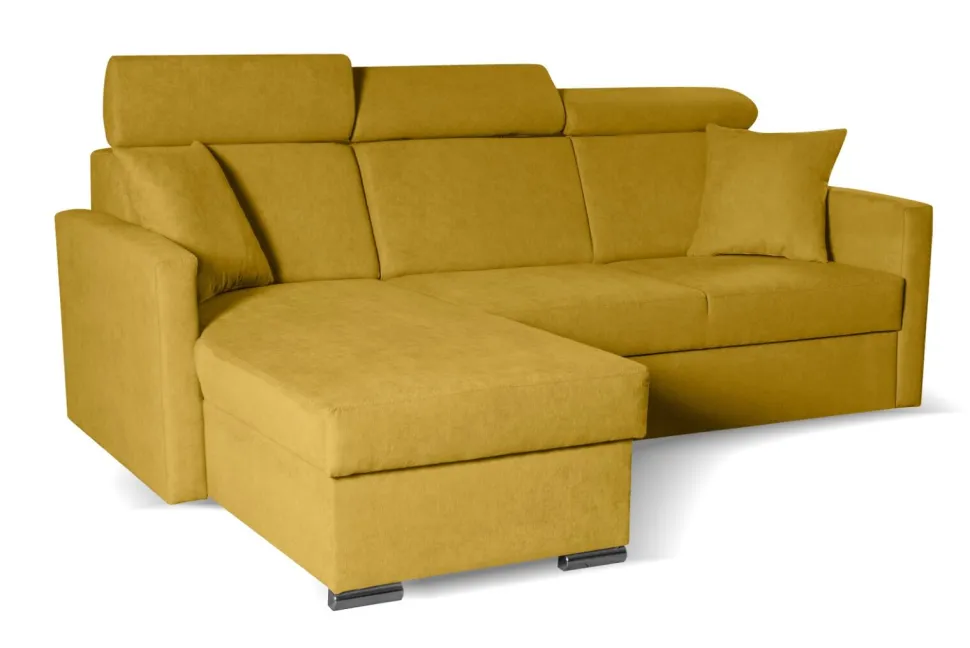 Narożnik Mils z funkcją spania musztardowy tkanina Soro 40