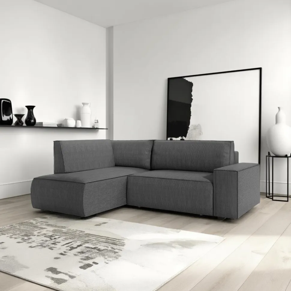 Narożnik Molde L lewy sztruks szary ciemny Poso 60