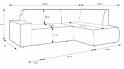 Narożnik Molde L lewy sztruks szary ciemny Poso 60