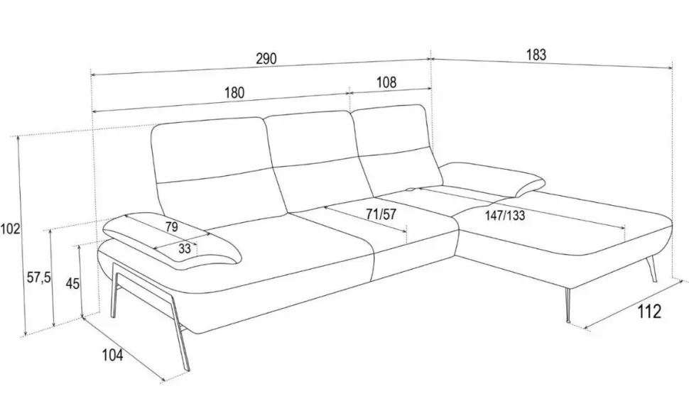 Narożnik Rasmus granatowy lewy Perfect Harmony 77 GR3