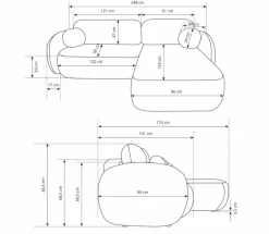 Narożnik Salby z funkcją spania lewy      szary Sicuro 75