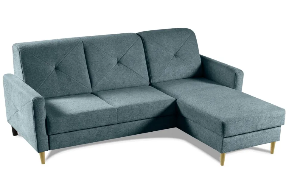 Narożnik Scandi z funkcją spania niebieska Diosa 75