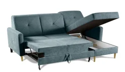 Narożnik Scandi z funkcją spania niebieska Diosa 75