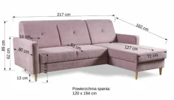 Narożnik Scandi z funkcją spania niebieska Diosa 75