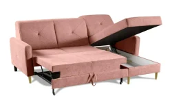 Narożnik Scandi z funkcją spania różowa Diosa 60
