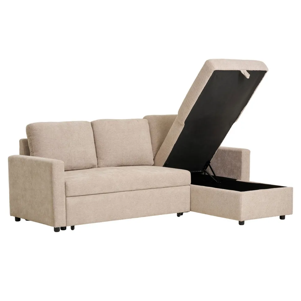 Narożnik z funkcją spania Belfast beżowy uniwersalny