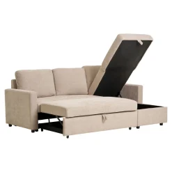 Narożnik z funkcją spania Belfast beżowy uniwersalny