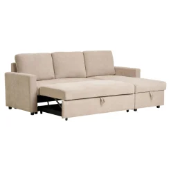 Narożnik z funkcją spania Belfast beżowy uniwersalny