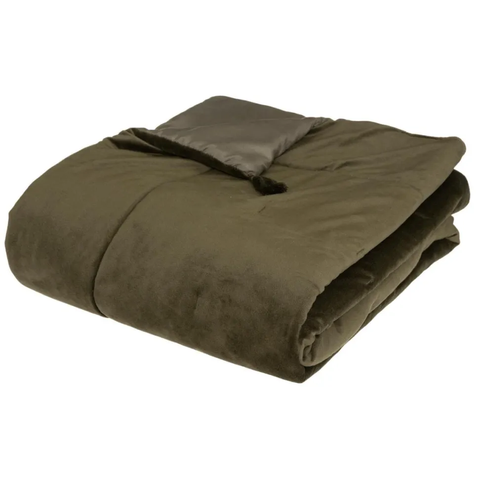 Narzuta 80 x 180 cm aksamitna khaki