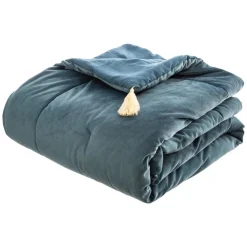 Narzuta 80 x 180 cm aksamitna niebieska