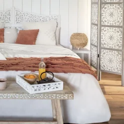 Narzuta na łóżko Inca 130 x 180 cm  terakota bawełna pikowana