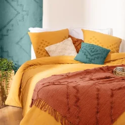 Narzuta na łóżko Inca 130 x 180 cm  terakota bawełna pikowana