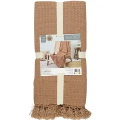 Narzuta na łóżko waflowana 120x150 cm     ochra