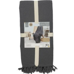 Narzuta na łóżko waflowana 120x150 cm     grafitowa