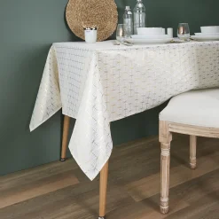 Obrus Geometric Dore biały/złoty 140x250cm