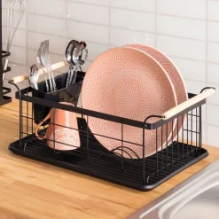 Ociekacz do naczyń czarny/drewno