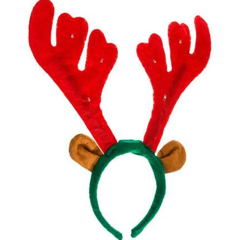 Opaska na głowę Renifer LED czerwony/zielony