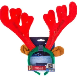 Opaska na głowę Renifer LED               czerwony/zielony