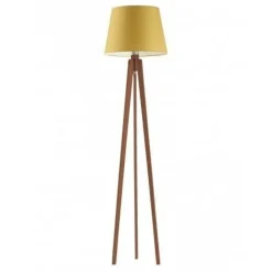 Oświetlenie podłogowe CURACAO abażur musztardowy stelaż mahoniowy