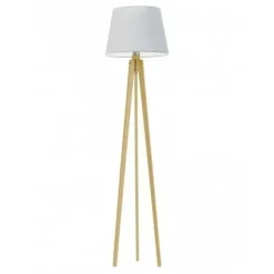 Oświetlenie podłogowe CURACAO abażur jasny szary stelaż dębowy