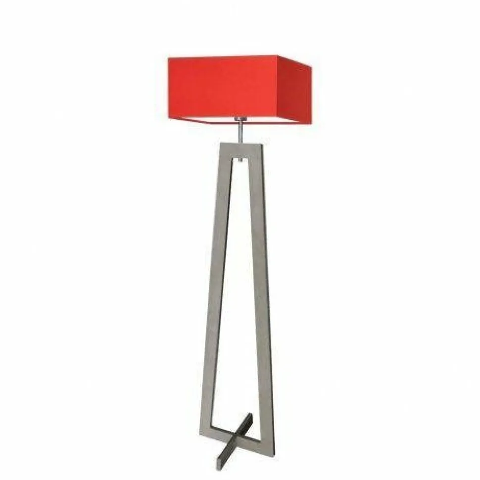 Oświetlenie podłogowe JAWA abażur czerwony stelaż popielaty