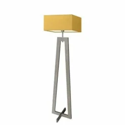 Oświetlenie podłogowe JAWA abażur musztardowy stelaż popielaty