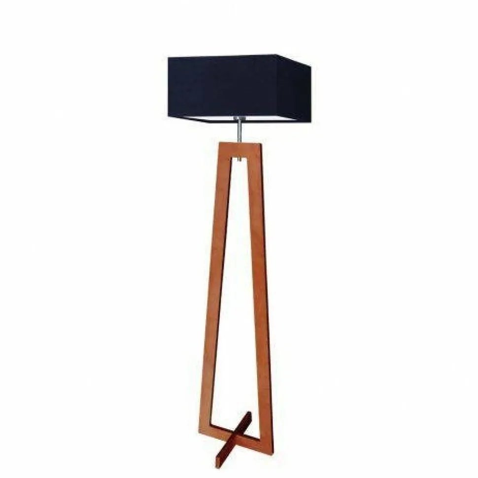 Oświetlenie podłogowe JAWA abażur granatowy stelaż mahoniowy