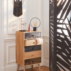 Parawan składany Akira drewniany czarny