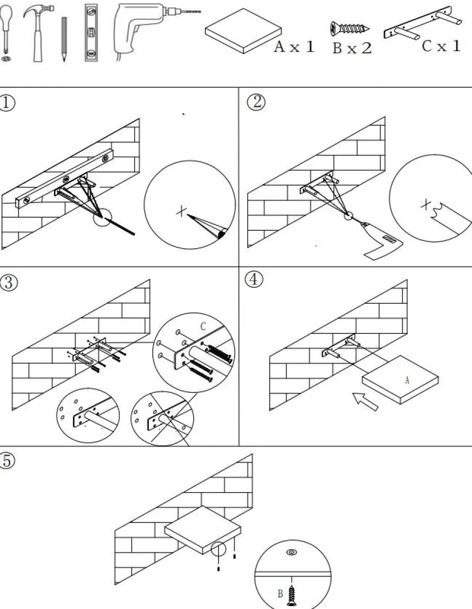 Półka ścienna samowisząca 23cm dąb szary