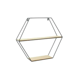 Półka Heksagon czarny/naturalny