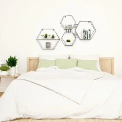 Półka Heksagon czarny/naturalny