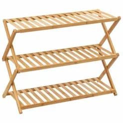 Półka na buty 3 poziomami bambusowa