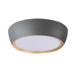 Plafon Abruzzo szaro-drewniany 24W LED 40x32 cm klosz biały