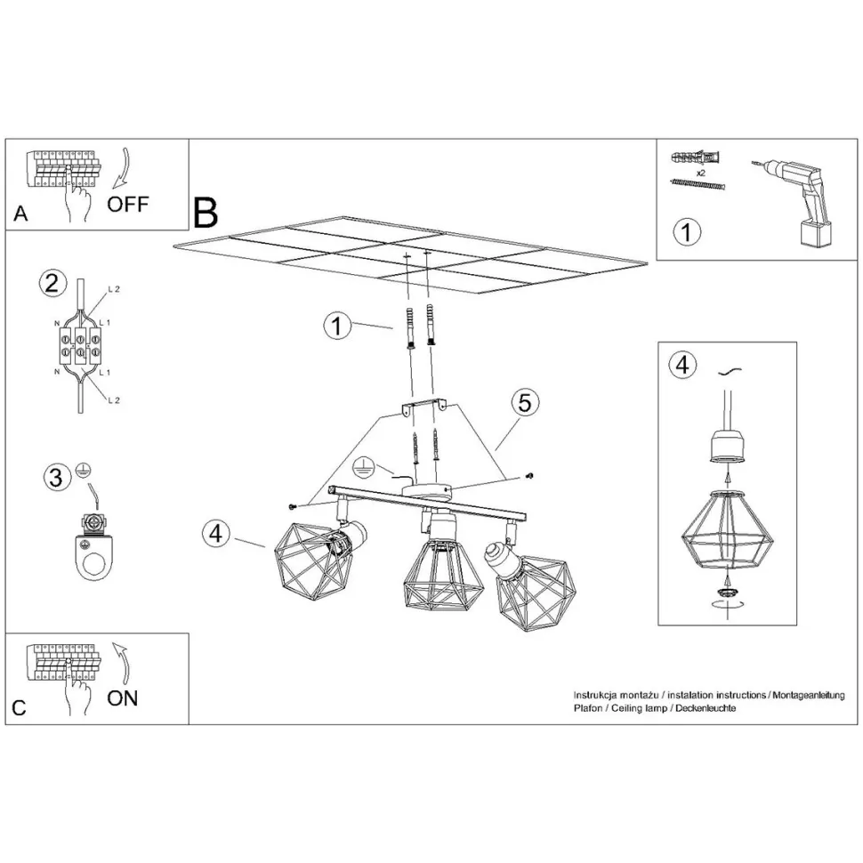 Plafon ARTEMIS 3 biały